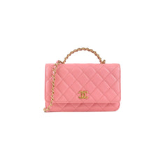 Chanel Caviar Wallet on Chain with Top Handle WOC Pink GHW Microchipped