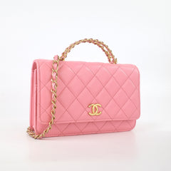 Chanel Caviar Wallet on Chain with Top Handle WOC Pink GHW Microchipped