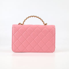 Chanel Caviar Wallet on Chain with Top Handle WOC Pink GHW Microchipped