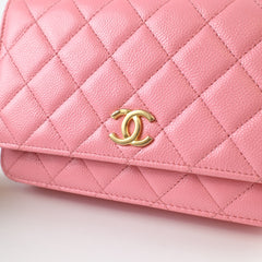 Chanel Caviar Wallet on Chain with Top Handle WOC Pink GHW Microchipped