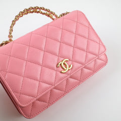 Chanel Caviar Wallet on Chain with Top Handle WOC Pink GHW Microchipped