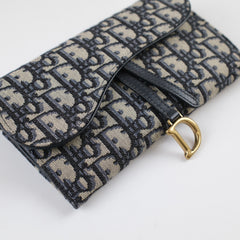 Dior Saddle Pouch with Chain Navy Oblique