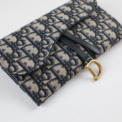 Dior Saddle Pouch with Chain Navy Oblique