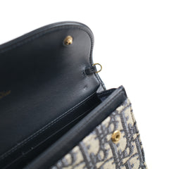 Dior Saddle Pouch with Chain Navy Oblique