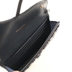 Dior Saddle Pouch with Chain Navy Oblique