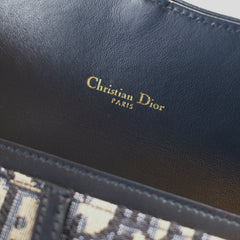 Dior Saddle Pouch with Chain Navy Oblique