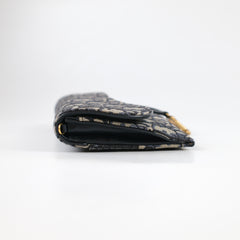 Dior Saddle Pouch with Chain Navy Oblique