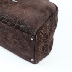 Chanel Brown Suede Camelia Bowling Bag
