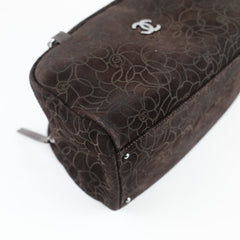 Chanel Brown Suede Camelia Bowling Bag