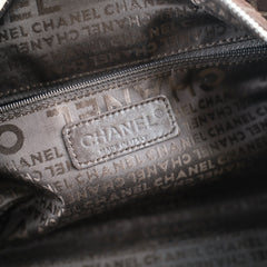 Chanel Brown Suede Camelia Bowling Bag