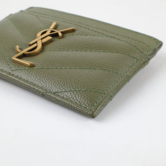 Saint Laurent Cassandre Card holder Khaki Calfskin