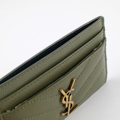 Saint Laurent Cassandre Card holder Khaki Calfskin