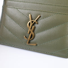 Saint Laurent Cassandre Card holder Khaki Calfskin