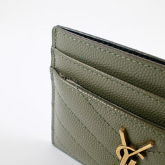 Saint Laurent Cassandre Card holder Khaki Calfskin