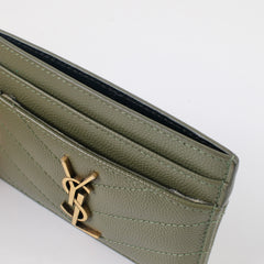 Saint Laurent Cassandre Card holder Khaki Calfskin