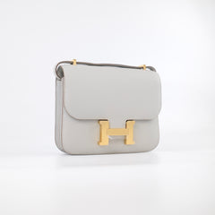 Hermes Mini Constance 18 Gris Perle K Stamp