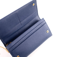 Prada Continental Wallet Navy With Card Holder