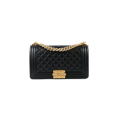 Chanel Old Medium Lambskin Boy Bag Black