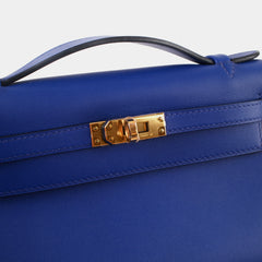Hermes Kelly Pochette Blue Electric C Stamp