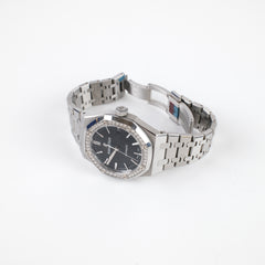 Audemars Piguet Royal Oak Lady 37mm Black Dial Diamond Bezel, purchased new from an authorised dealer June 2018