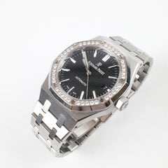Audemars Piguet Royal Oak Lady 37mm Black Dial Diamond Bezel, purchased new from an authorised dealer June 2018