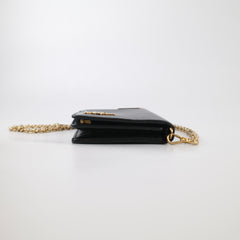 Prada Smalto Robot Pins Wallet on Chain Black Saffiano Leather