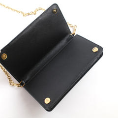 Prada Smalto Robot Pins Wallet on Chain Black Saffiano Leather