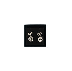 Chanel Crystal Bow Bow Detail Dangle Drop Earrings Costume Jewellery