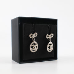 Chanel Crystal Bow Bow Detail Dangle Drop Earrings Costume Jewellery