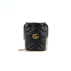 Gucci GG Marmont Mini Bucket Bag Black Calfskin