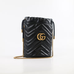 Gucci GG Marmont Mini Bucket Bag Black Calfskin