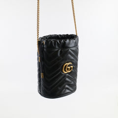Gucci GG Marmont Mini Bucket Bag Black Calfskin