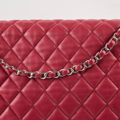 Chanel Quilted Maxi Travel Tote Lambskin Red