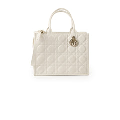 Dior Medium Book Tote Macrocannage Calfskin Cream