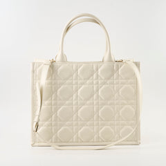 Dior Medium Book Tote Macrocannage Calfskin Cream