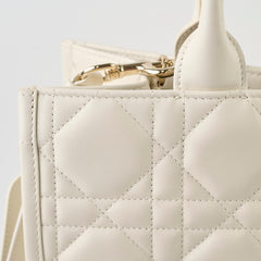 Christian Dior Medium Book Tote Macrocannage Calfskin Ivory
