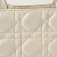 Christian Dior Medium Book Tote Macrocannage Calfskin Ivory