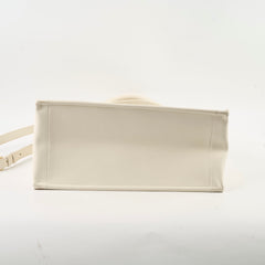 Dior Medium Book Tote Macrocannage Calfskin Cream
