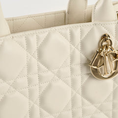 Dior Medium Book Tote Macrocannage Calfskin Cream
