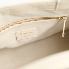 Dior Medium Book Tote Macrocannage Calfskin Cream