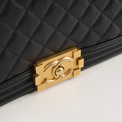 Chanel Caviar Old Medium Boy GHW Black