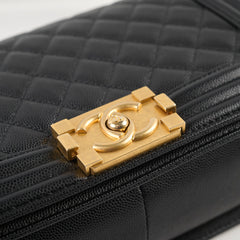 Chanel Caviar Old Medium Boy GHW Black