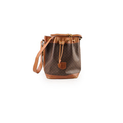 Celine Macadam Canvas Drawstring Bucket Bag Tan