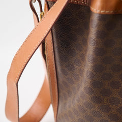 Celine Macadam Canvas Drawstring Bucket Bag Tan