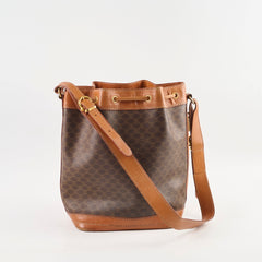 Celine Macadam Canvas Drawstring Bucket Bag Tan