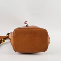 Celine Macadam Canvas Drawstring Bucket Bag Tan
