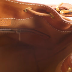 Celine Macadam Canvas Drawstring Bucket Bag Tan