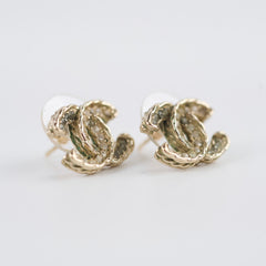 Chanel CC Logo Crystal Stud Earrings