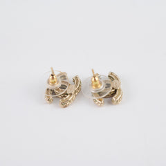 Chanel CC Logo Crystal Stud Earrings