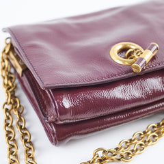 Yves Saint Laurent Mini Muse Burgundy Patent Clutch